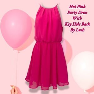 Hot Pink‎ Party Dress By Lush With Key Hole Open Back Sleeveless Mini